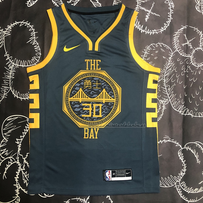 Camiseta Golden State Warriors Stephen Curry NO 30 Ciudad 2018-19 Azul
